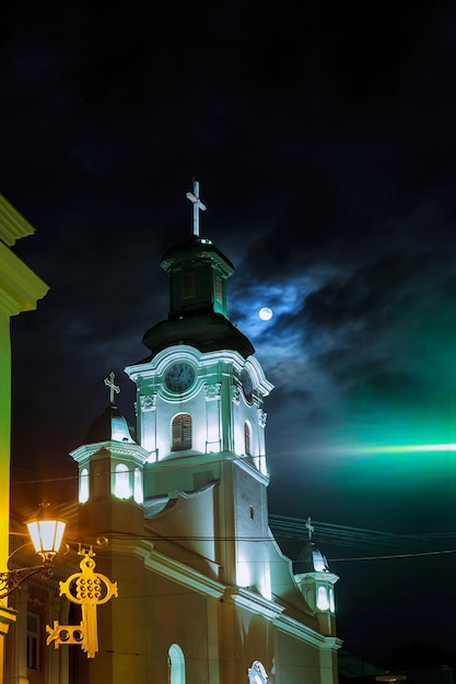 Night view of Roman Catholic Cathedral of St George in Uzhgorod