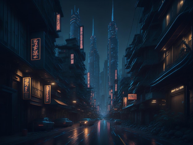 中国上海の通りの夜景