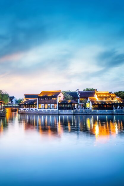 蘇州古代の町の夜景