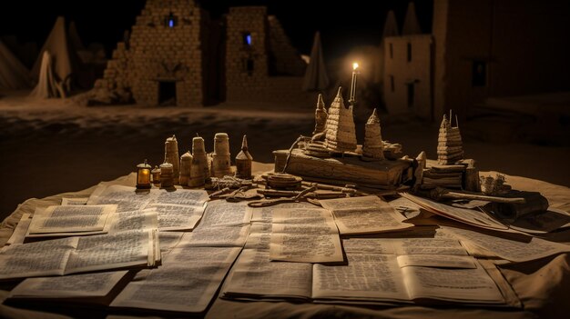 Photo night view of timbuktu manuscripts