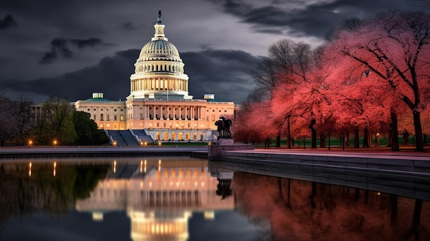 Night view of united states capitol