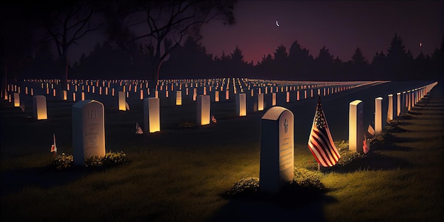 A night view of the us memorials at night