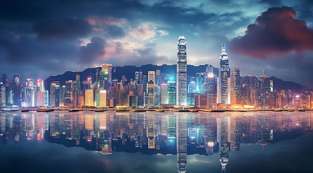 Night view of victoria harbor hong Kong