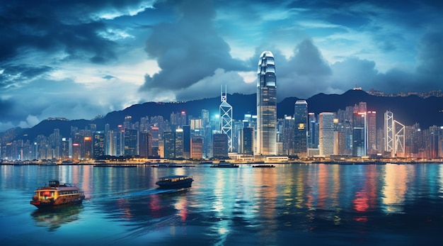 Night view of victoria harbor hong Kong