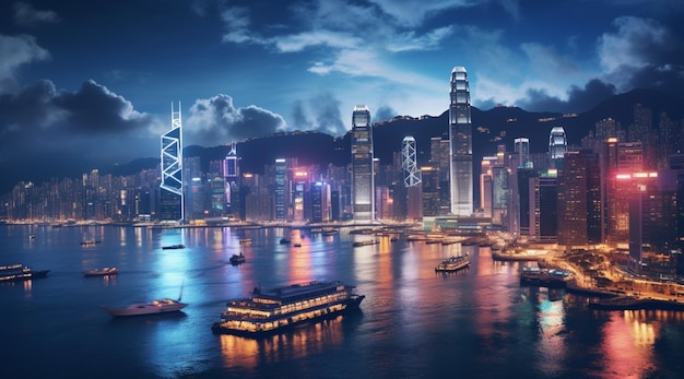 Night view of victoria harbor hong Kong