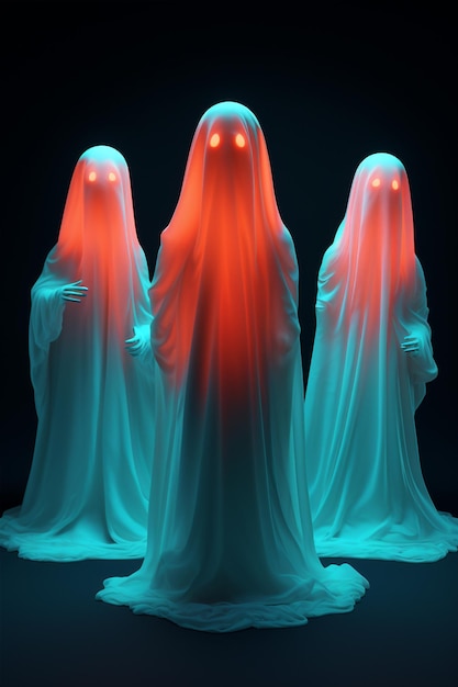 Photo night white costume neon halloween dark fear horror ghost spooky