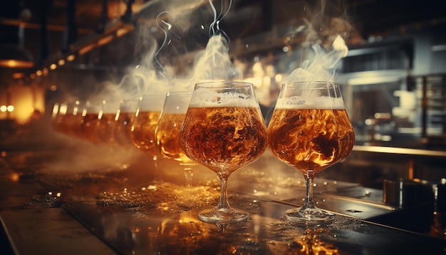 写真 人工知能によって生成されたナイトクラブのお祝いワインウィスキーグラス高級バーさわやかなカクテルを注ぐ