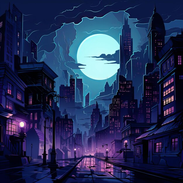 Premium Photo Nightfall in Gotham City Mesmerizing Scenic Skyline