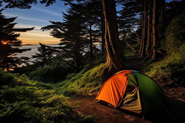 Photo nightfall nook camping tent photo