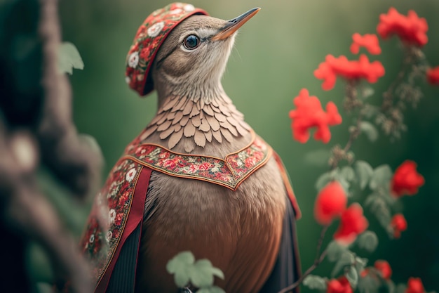 Nightingale wearing Ukraine national dress Generative AI