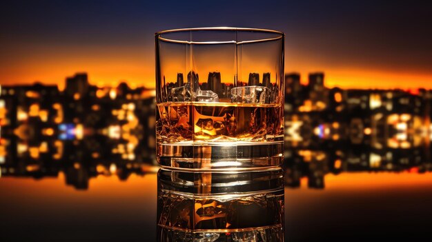Nightlife reflection whiskey drink