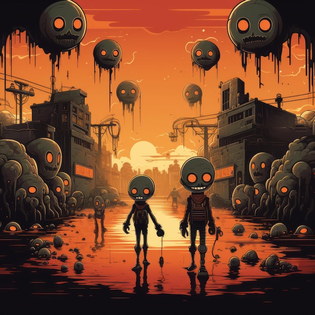 Nightmare Carnival A Dystopian Halloween in Retro Cartoon Style