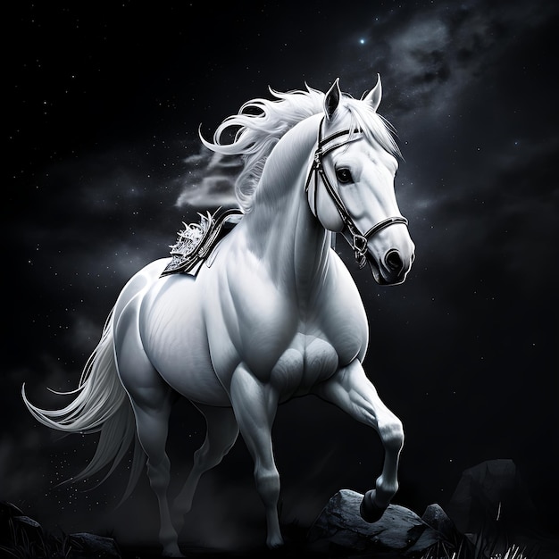 Nightmare Steed Super Realistische Esthetische Splash Arts voor TShirt Design in Starry Day Colors