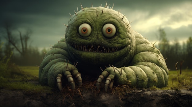 악몽적 인 애벌레 괴물 의 사진 현실적 인 표현