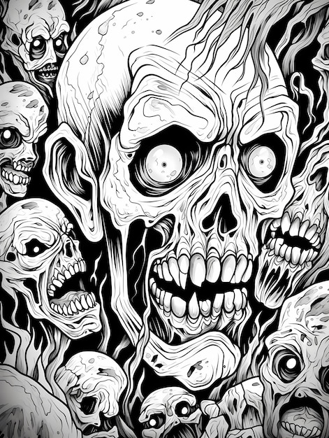 Nightmarish Relaxation Mindfulness PatternsScary Halloween Zombie Coloring Pages