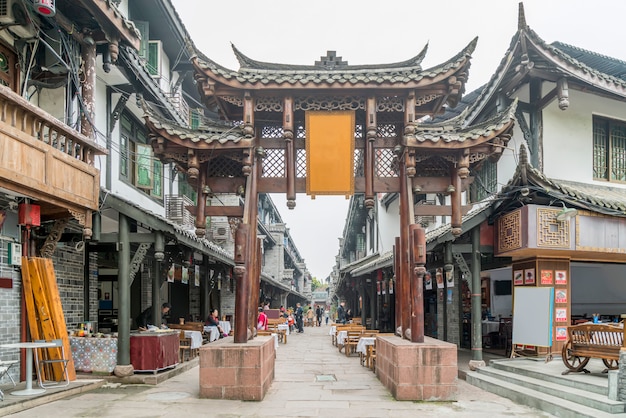 Nightscape of Chengdu Ancient Town, Sichuan Province, China