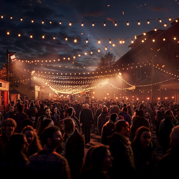 Ночной бельгийский пивной фестиваль Толпа собирается на пивоварне