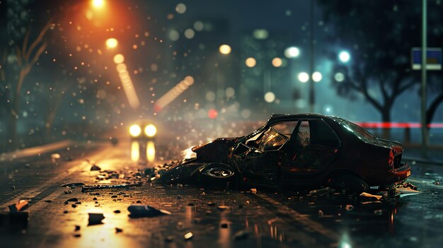 Ночная опасность автомобильная авария на дороге