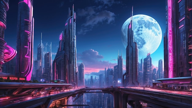 Nighttime glimpse of the futuristic city