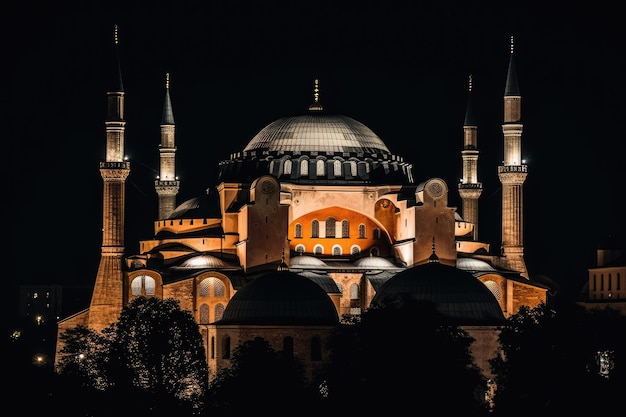 Nighttime at Hagia Sophia in the summertime