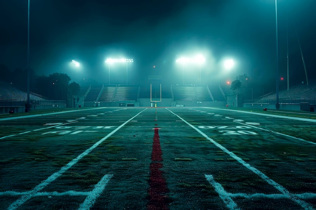 Photo nighttime silence abandoned american football stadium