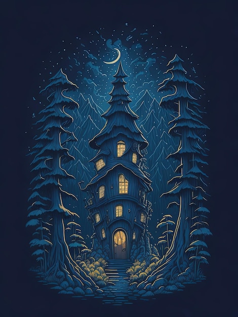 Nighttime Wonderland Tshirt Design Step into a Fairy Tale Fantasy