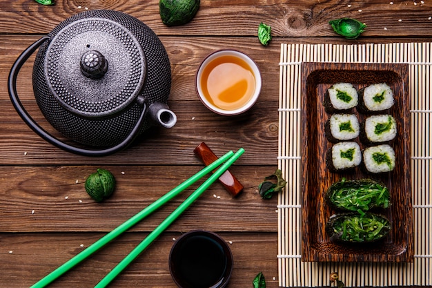 Nigiri and chopsticks