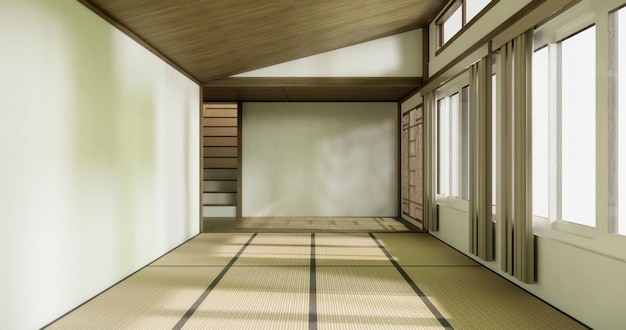 Foto interior di design nihon con carta per le porte e tatami per il pavimento in stile giapponese