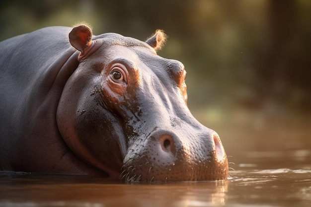 Nijlpaard in het water Afrika