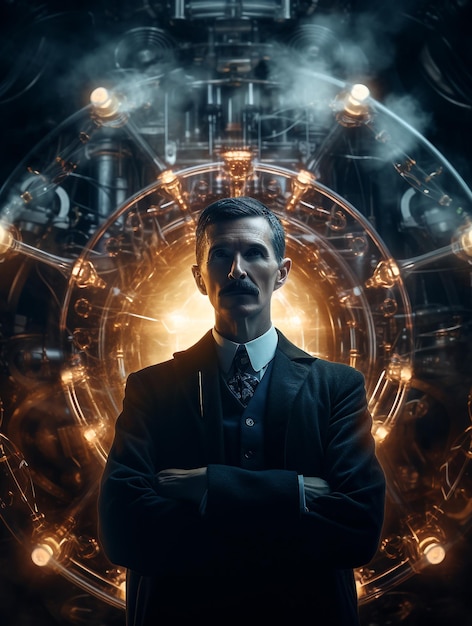 Nikola Tesla with Light Cosmic Background