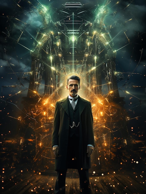 Nikola Tesla with Light Cosmic Background