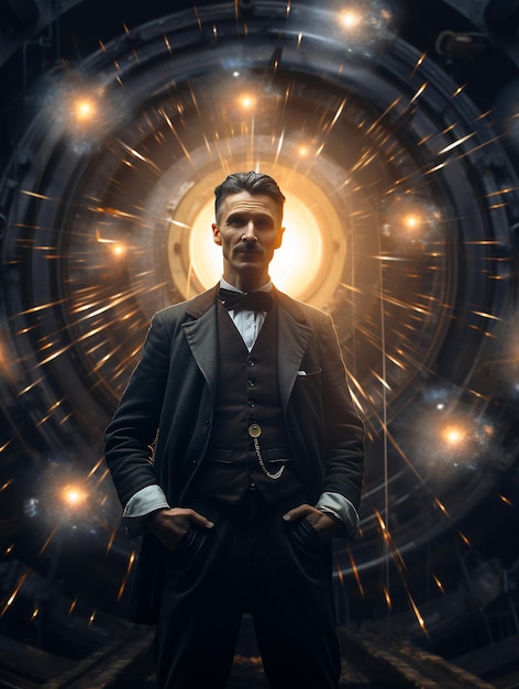 Nikola Tesla with Light Cosmic Background