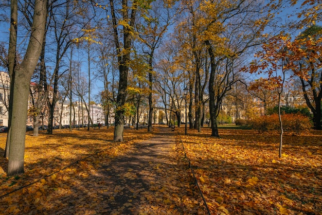 Nikolsky Garden op een zonnige herfstdag Sint-Petersburg Rusland