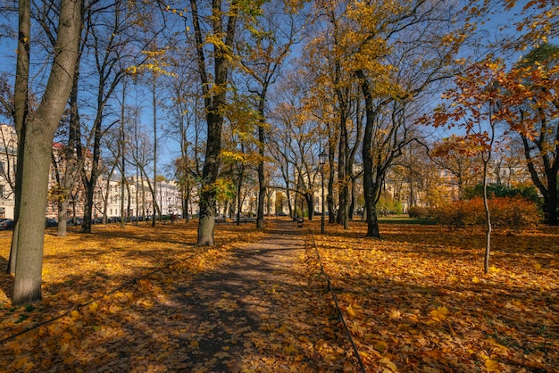 Nikolsky Garden on a sunny autumn day St Petersburg Russia