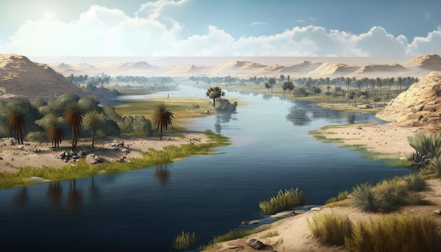 nile river of egypt illustration