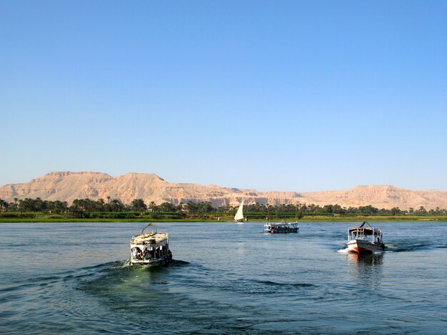 Nile river with boats in Egypt