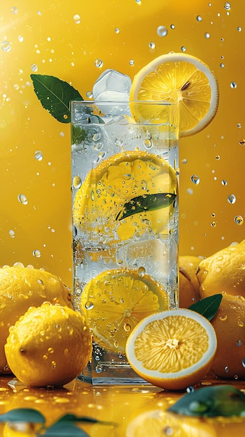 Nimbu Soda Citroen en Soda Decoratie Frisse en frissige kleuren Illustratie Voedsel Drink Indiase smaken