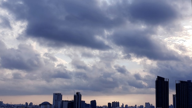 Nimbus clouds in the sky over the city