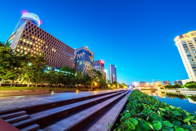 Photo ninbo city, china, night view