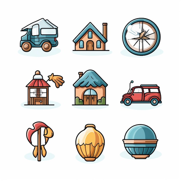 Photo nine insurance service set icons