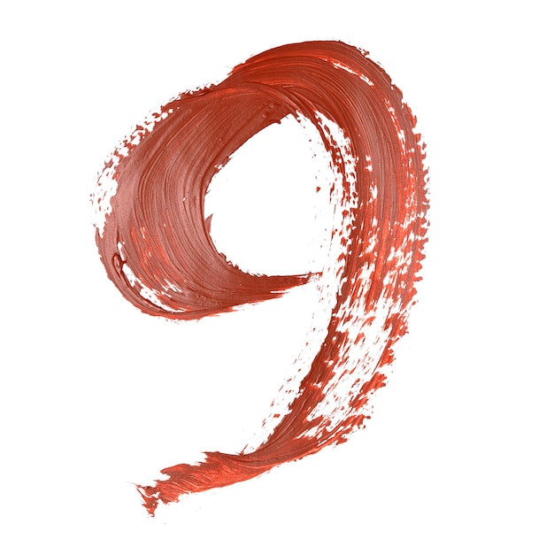 Nine - Red numbers over white background