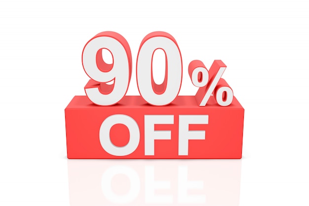 Ninety percent off. Sale banner. 3D rendering.