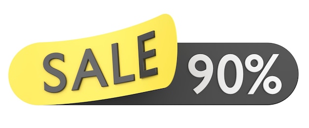 Photo ninety percent sale 90 sale 3d illistration