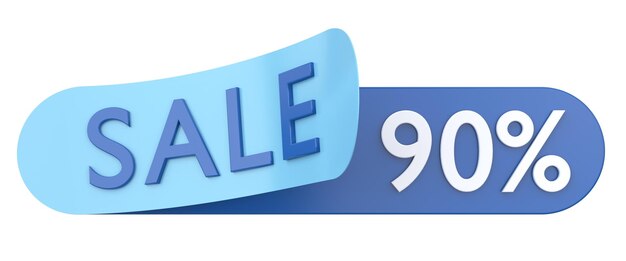 Ninety percent sale 90 sale 3D illustration