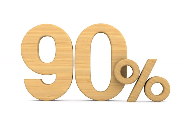 Ninety percent on white background. Isolated 3D illustration