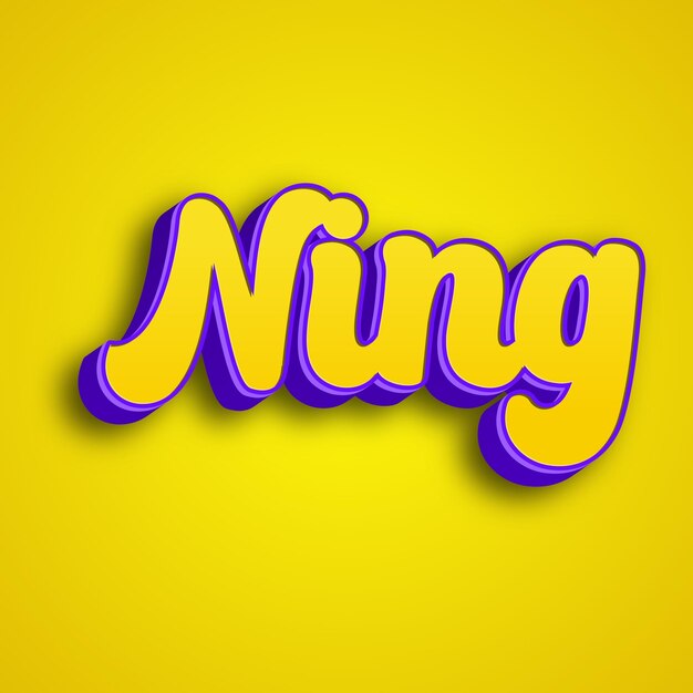 Ning typography 3d design yellow pink white background photo jpg