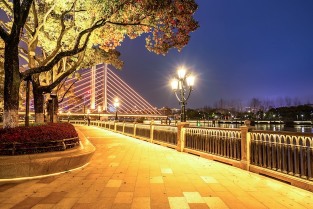 Ningbo stadscentrum architectonisch landschap nachtzicht