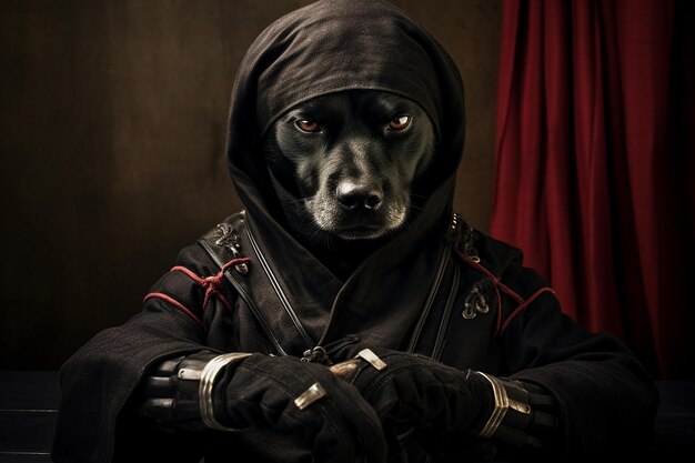 Foto ninja canine portret van een stealthy krijger