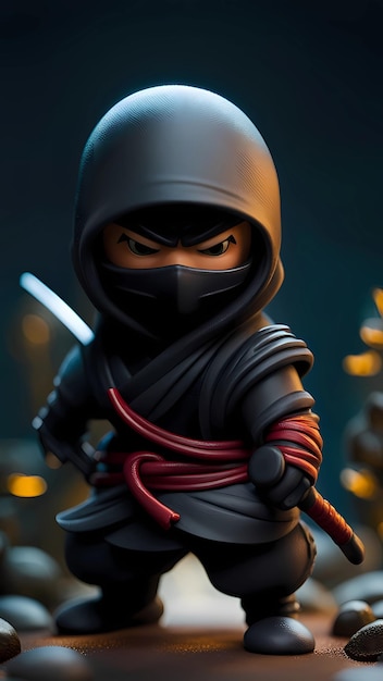 a ninja character with a black mask holding a sword