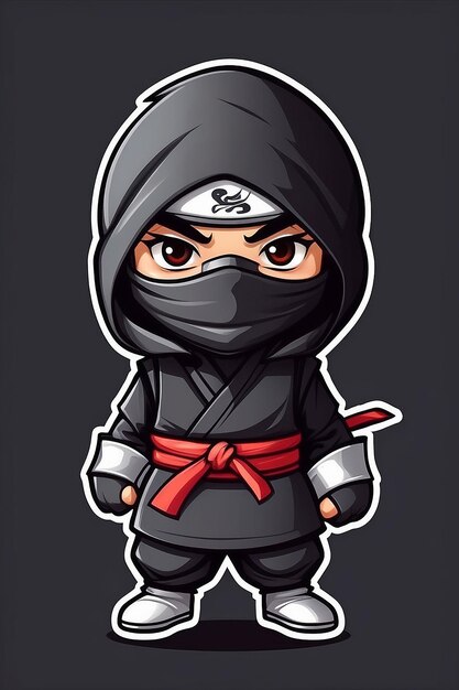 Foto disegno del logo della mascotte ninja chibi